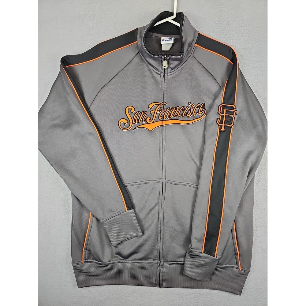 San Francisco Giants Majestic Jacket Mens Size Medium Gray Full Zip MLB Baseball